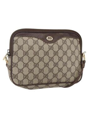 Authentic GUCCI GG Supreme Shoulder Bag PVC Beige Gold 97 02 068